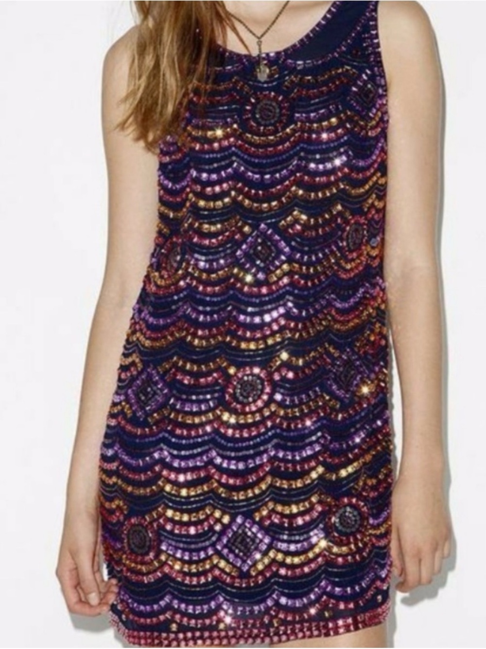 Brand New Cooperative Beaded Scallop Sleeveless Mini Dress size xs